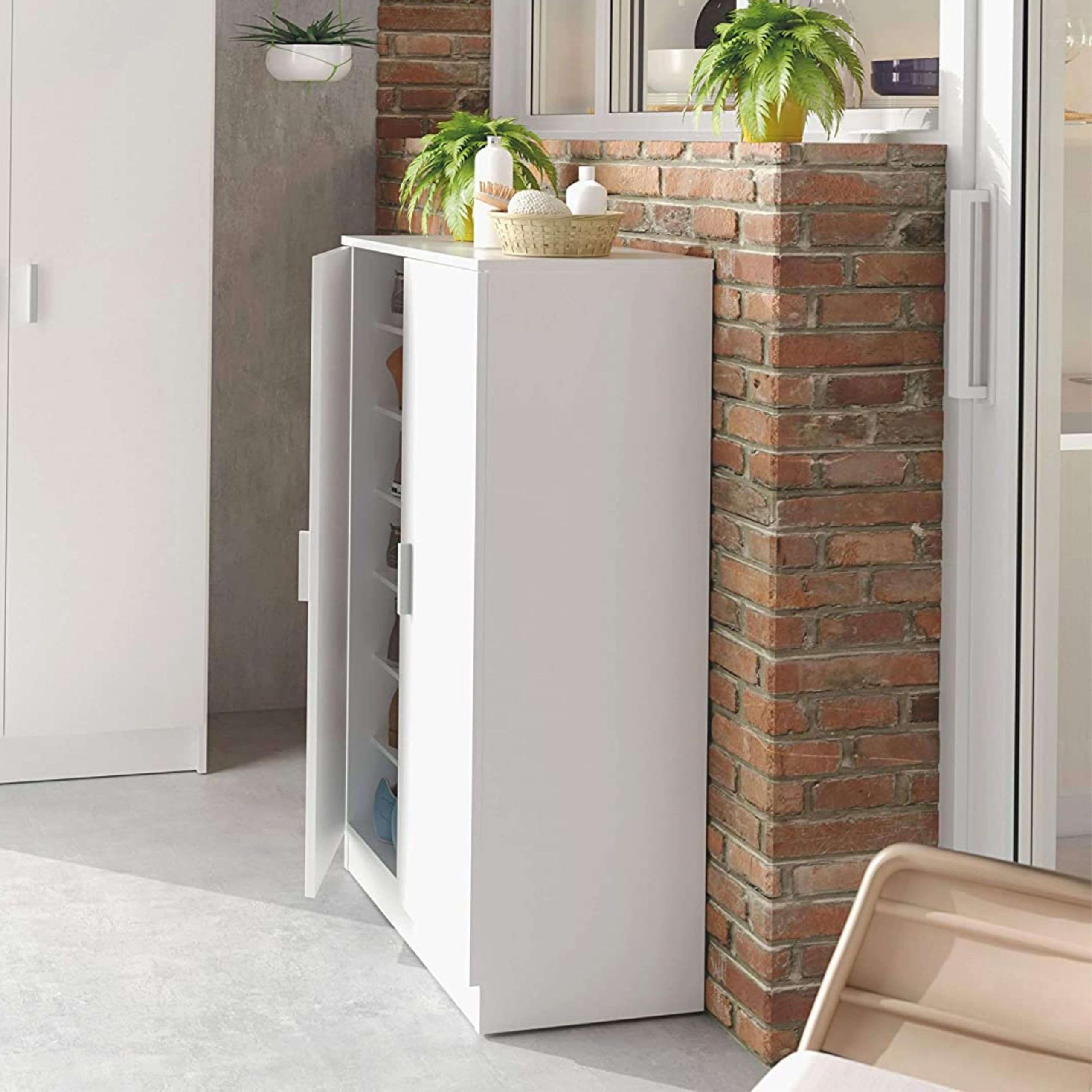 Habitdesign Vivian C1 007813O - Scarpiera Basic, Mobili ausiliari in colore Bianco Brillante, Misure: 108 cm (altezza) x 55 cm (lunghezza) x 36 cm (profondità)