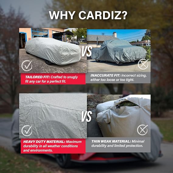 5 Layer Car Cover for Ford Model A 1928 1929 1930 1931 Convertible Sedan 2-Door Semi Custom Fit Waterproof Full Coverage All Weather Windproof Scratch Resistant Outdoor Automobile