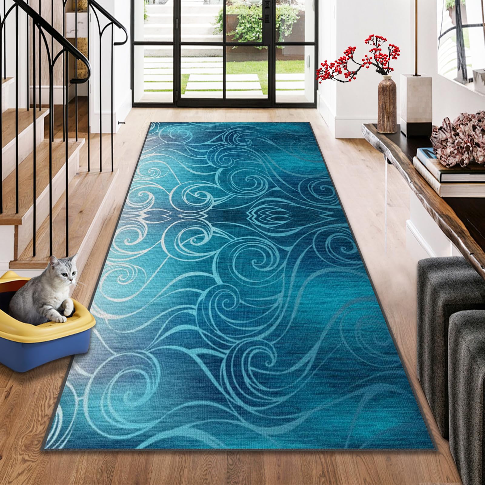 Extra Long Runner Rugs for Hallway Non Slip Carpet Absorbent Runner Rug Carpet Runners for Kitchen Hallway Runner Kitchen Rug Entrance Large Stair Runner Rug Machine Washable Door Mat 90 x 230 cm — image 1
