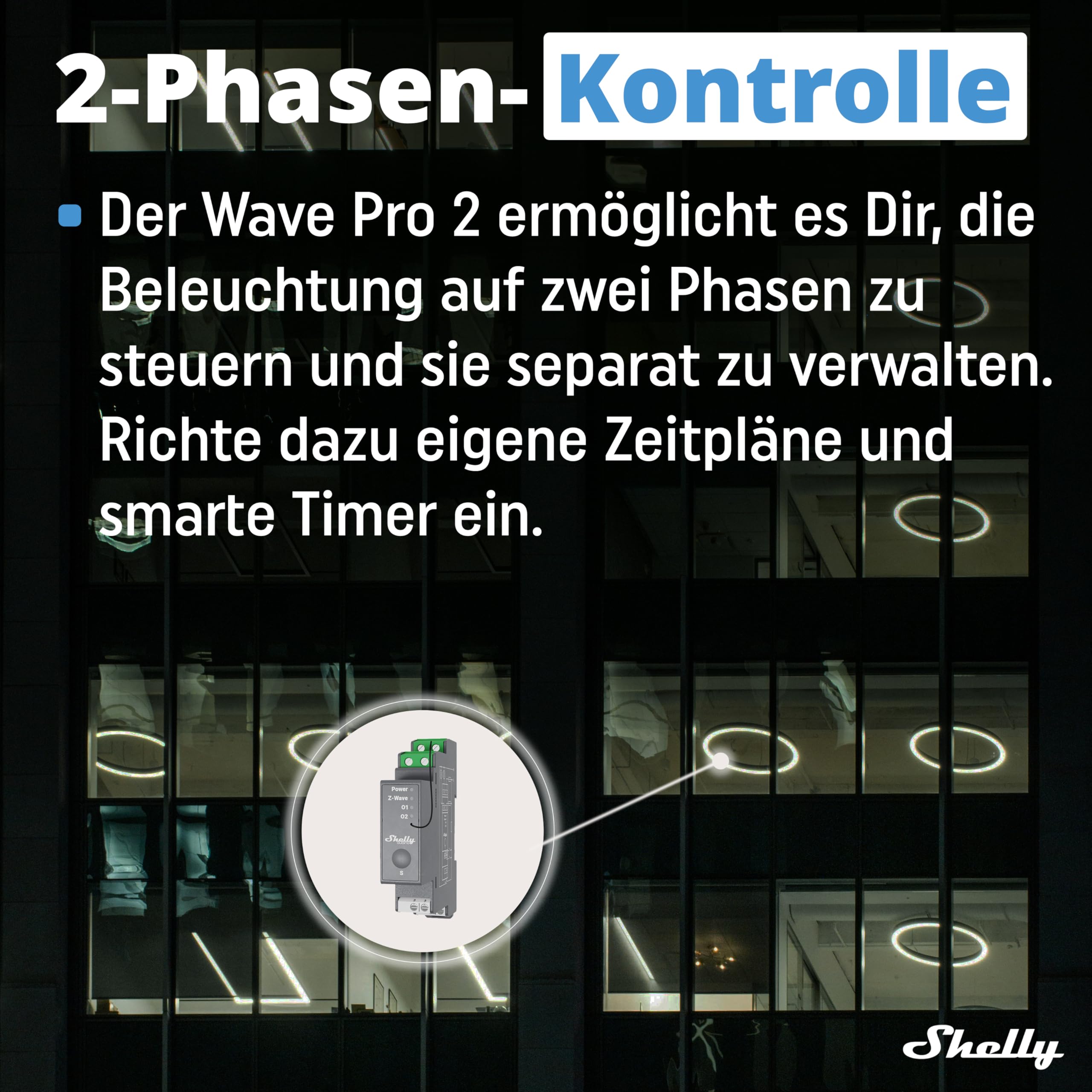 Shelly Wave Pro 2 | Professioneller 2-Kanal DIN-Schienen Z-Wave Smart Schalter | mit Potentialfreien Kontakten​​ | Hausautomation | Z-Wave-Gateway erforderlich | Erweiterte Funkreichweite