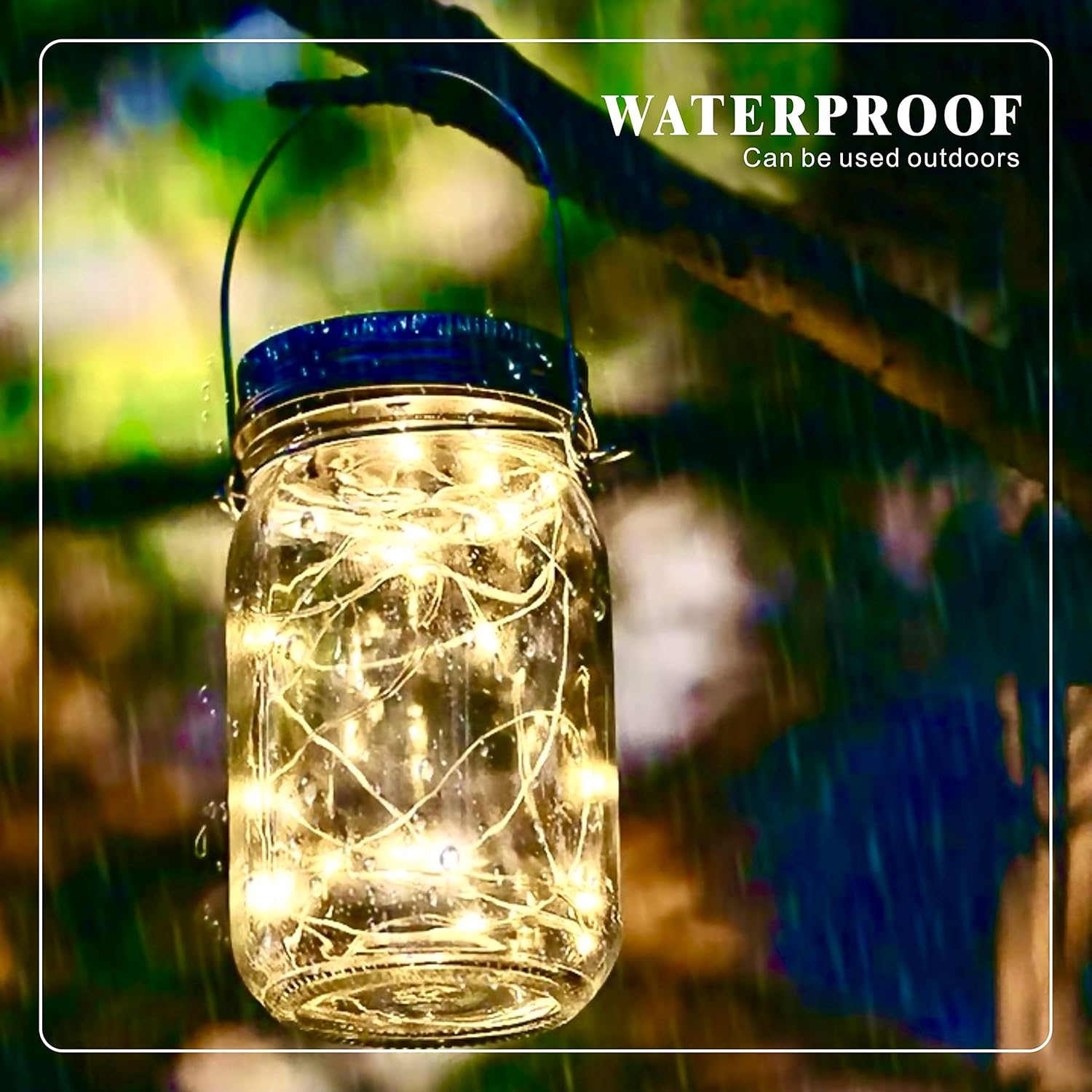 30 Led Solar Mason Jar Lid Lights,6 Pack Waterproof String Fairy Star Firefly Jar Lids Lights with 6 Hangers, Best for Mason Jar Decor, Patio Wedding Christmas Party Indoor/Outdoor(Warm White)