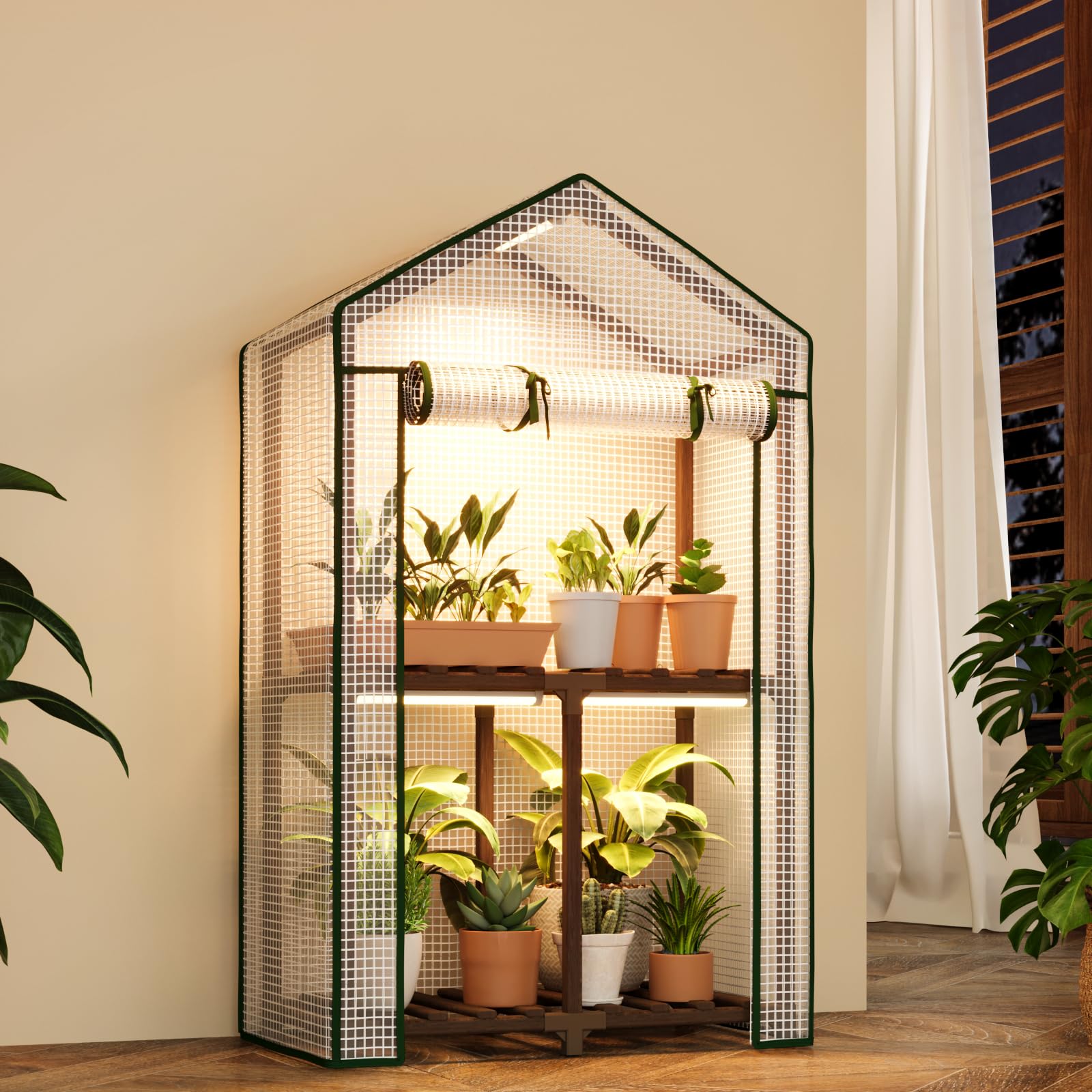 Bamworld Small Greenhouse with Grow Lights