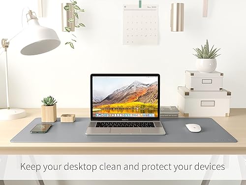 Miniatura 8 de RENMTURE Alfombrilla de mouse de doble cara, corcho natural y piel sintética, grande para oficina y trabajo en casa, protector de escritorio