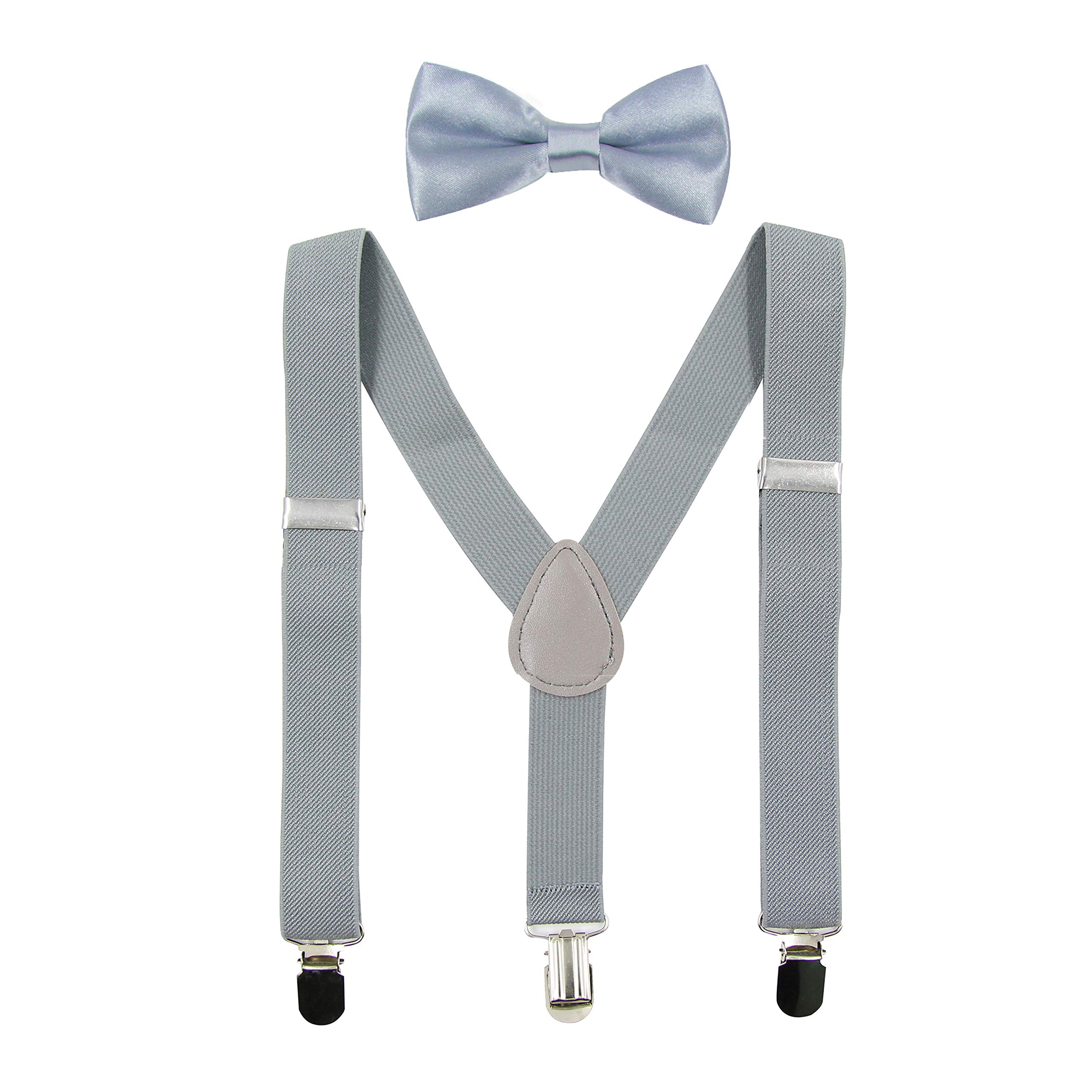 Hanerdun Boys Gray Kids Braces Bowtie Sets Adjustable Suspenders With Bow Ties Gift Idea For And Girls