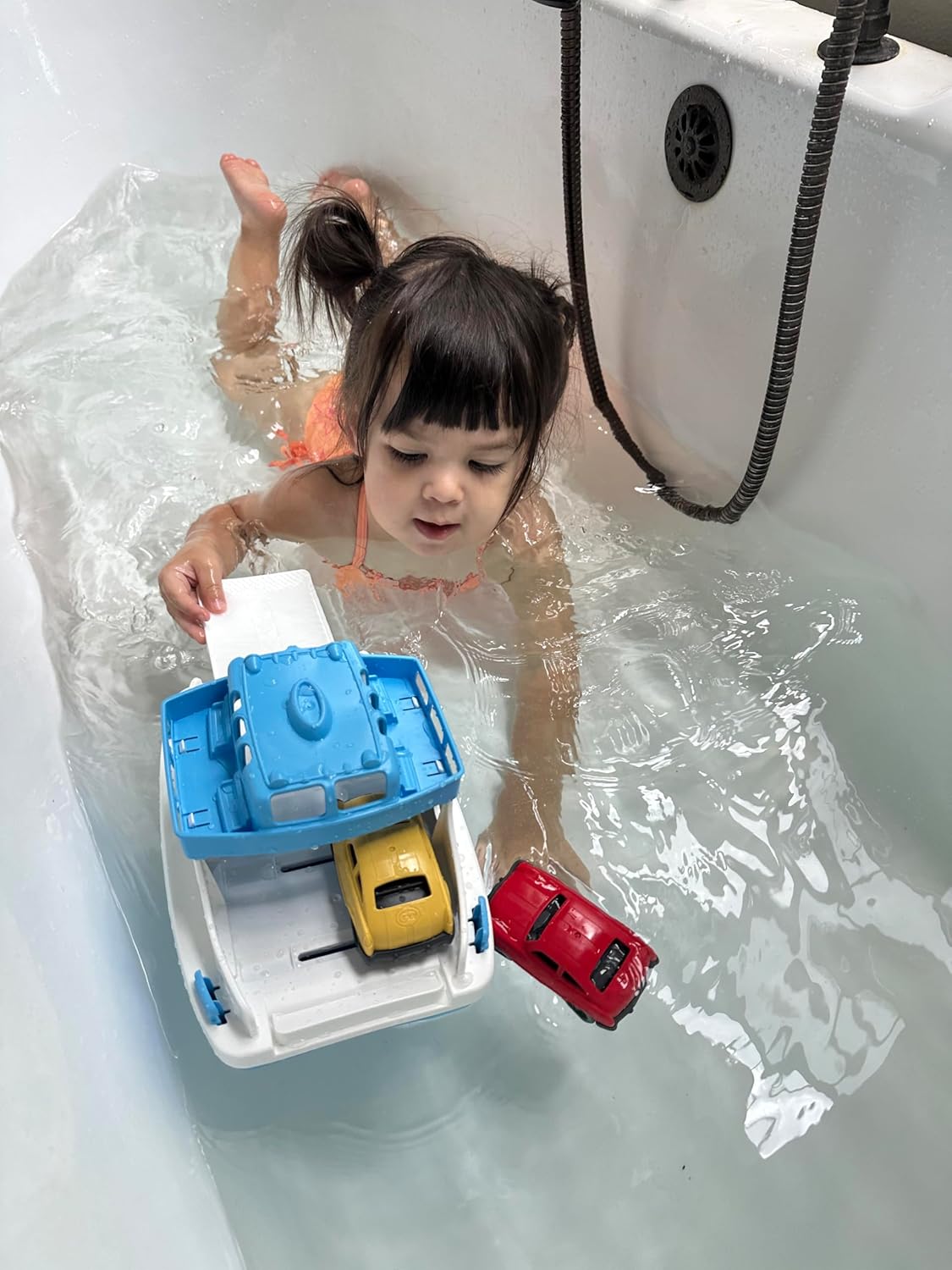 Green Toys Ferry Boat Bathtub Toy, Green/White, 10"X 6.6"x 6.3"