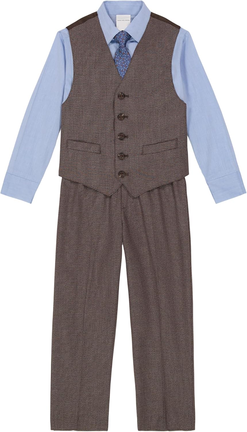 Van Heusen Boys' 4Piece Formal Suit Set, Vest, Pants