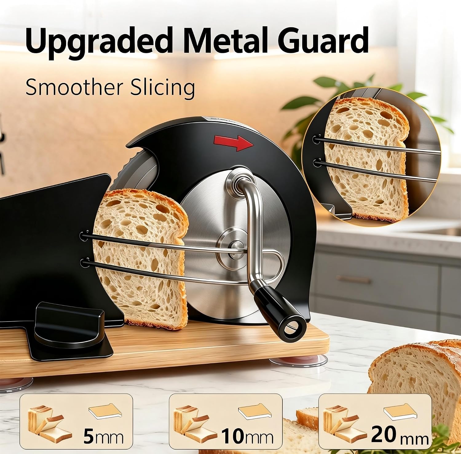 304 Stainless Steel Bread and Bagel Slicer, Manual Hamburger Bun Cutter with Stainless Steel Blade, for evenly cutting hamburgers, bagels, square & round buns. (M)