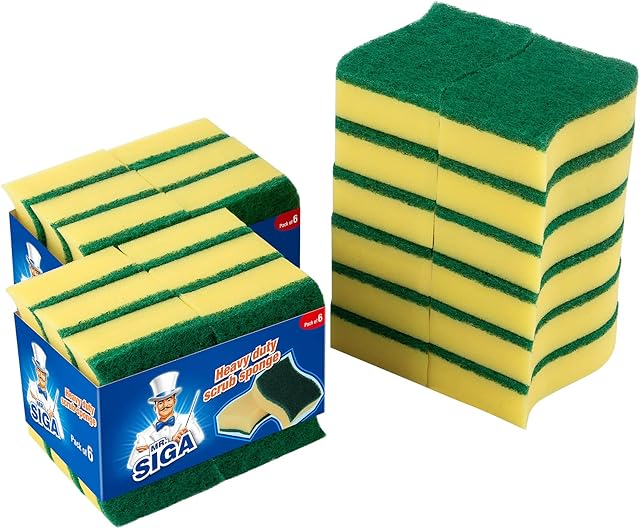 MR.SIGA Heavy Duty Scrub Sponge - Pack of 24, Size:11 x 7 x 3cm