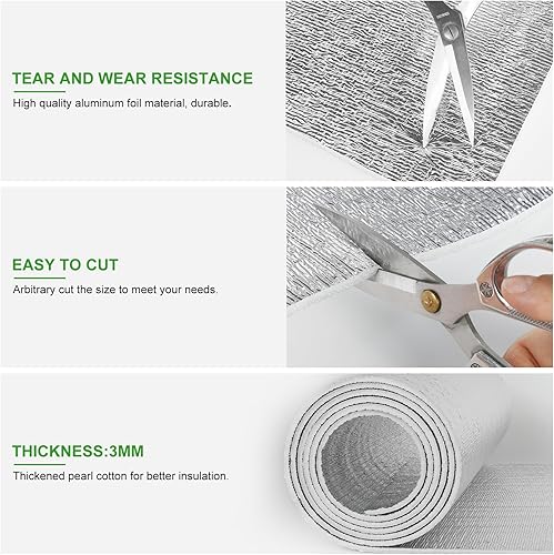 Miniatura 4 de Hoja de aislamiento reflectante, aislamiento de ventana para calor de verano, 59 pulgadas de ancho x 99 pulgadas de largo, bloqueador de calor de