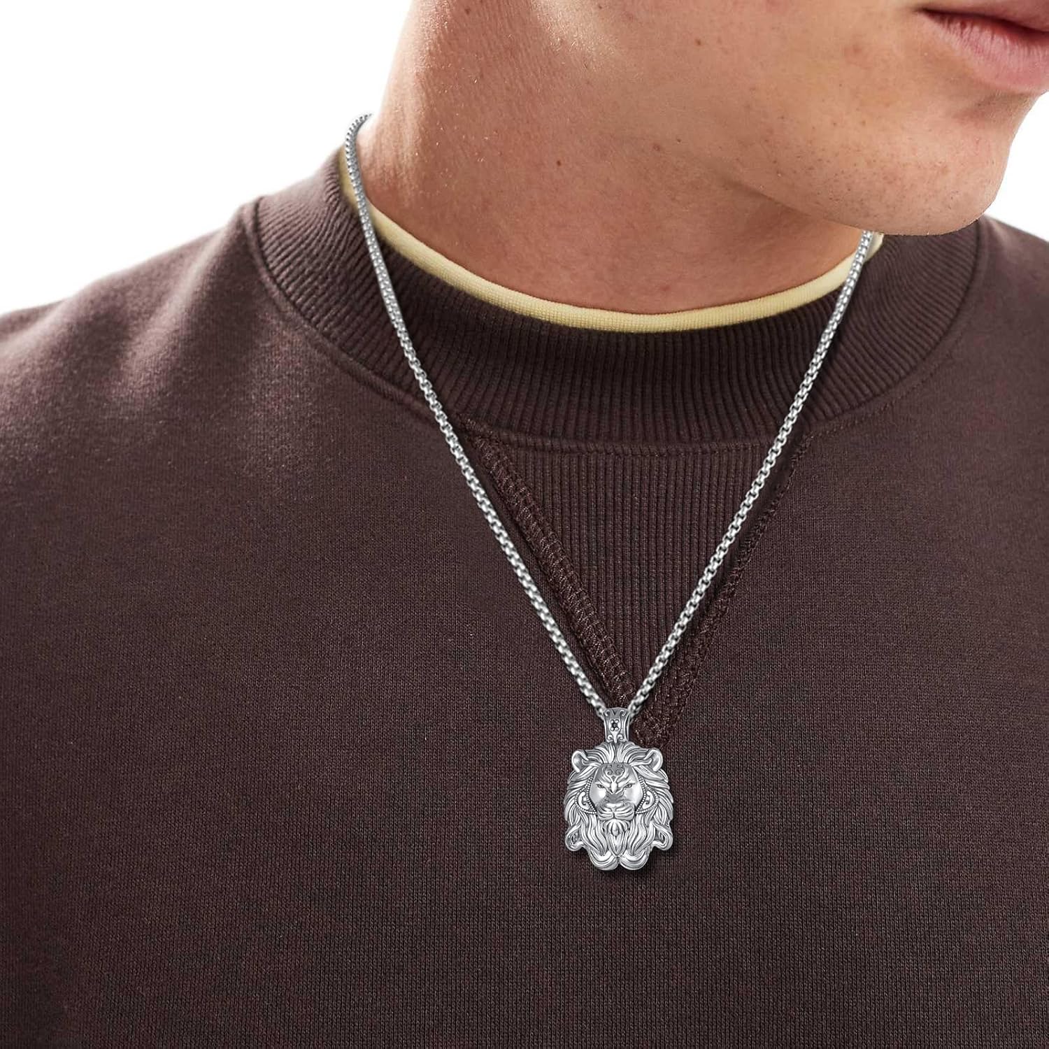 Palpitate Lion Head Necklace for Men 925 Sterling Silver Lion Pendant for Men Gift for Father Son Boyfriend Husband Brother Masculine Jewelry - Image 5