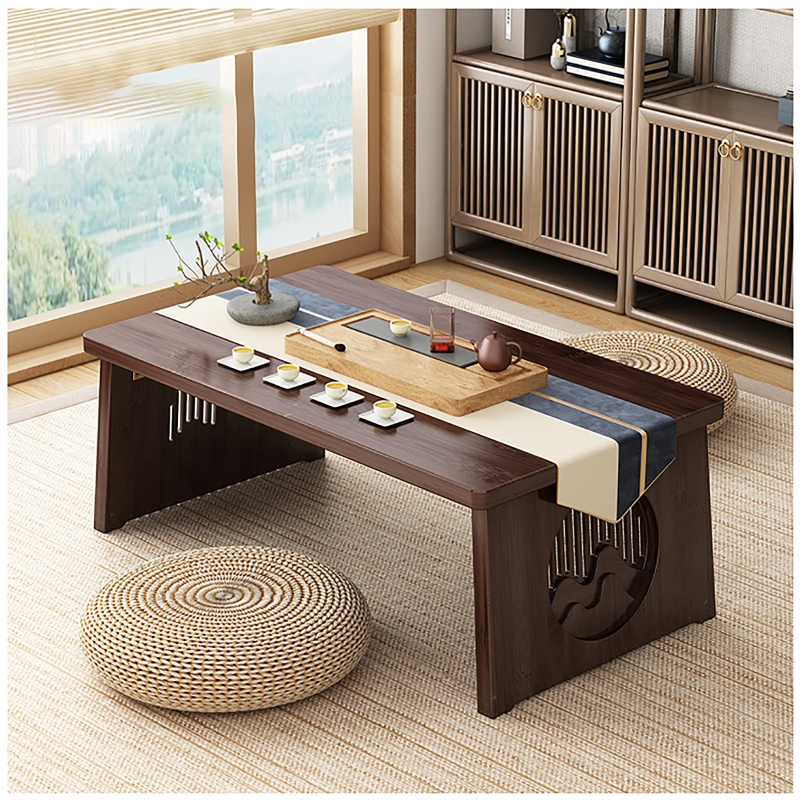 Japanese Style Low Altar Table for Meditation and Tea Ceremony Coffee Table for Floor Seating Ideal for Dining and Spiritual Practices (80x40x30cm)