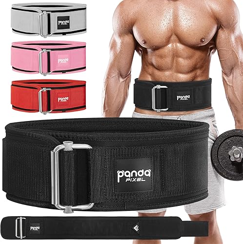 PIXEL PANDA - Cinturón de levantamiento de pesas, cinturón de levantamiento de pesas, cinturón de gimnasio de primera calidad para hombres y