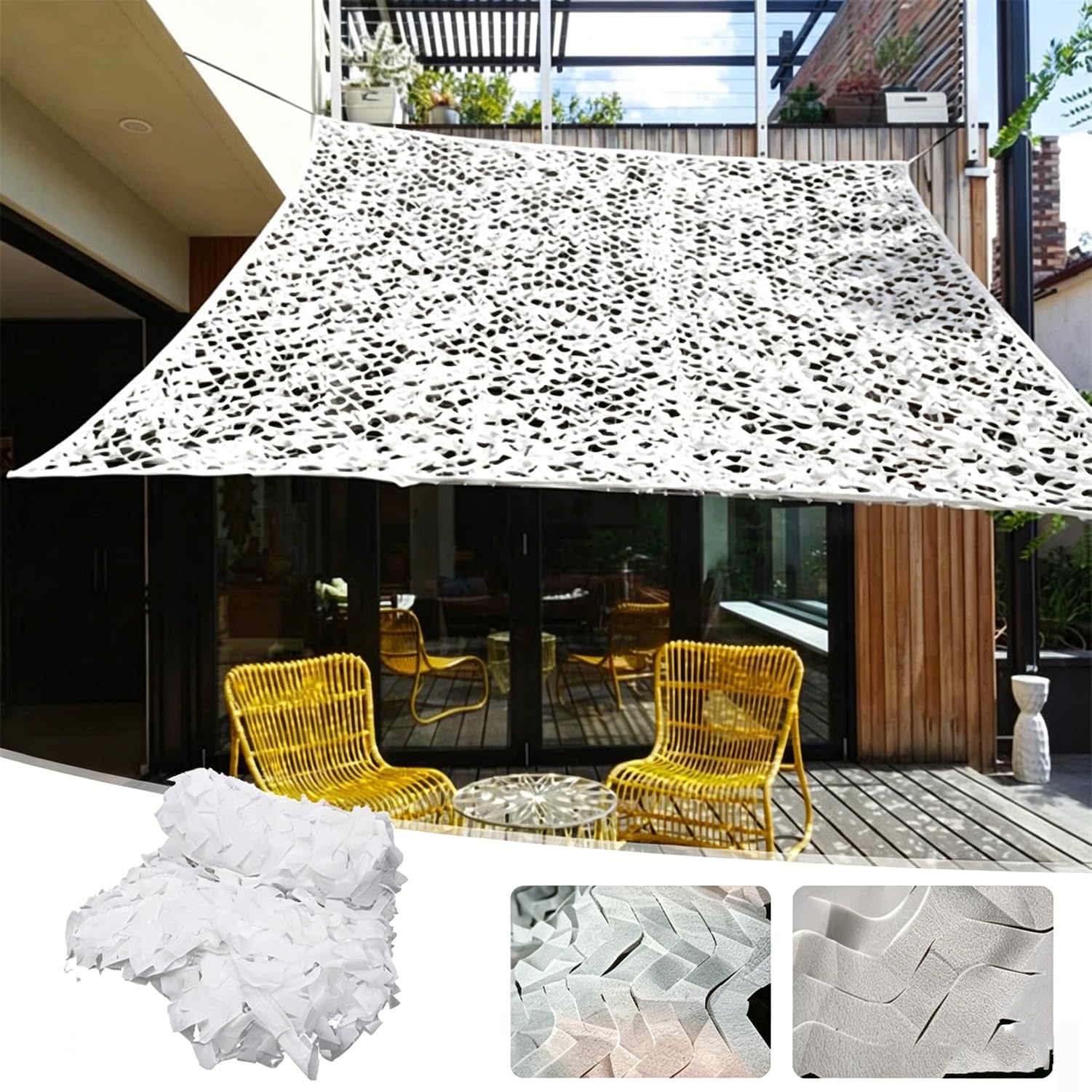 Tarnnetz Camouflage Netz,2x3mTarnnetz Sonnenschutz zweigeschossig,Mit Gitterstruktur,Für Strapazierfähig,Waldlandschaft,Für Dekoration,Sonnenschutz,Jagd,Jalousien,Tarnung,Camping(Schneeweiß)