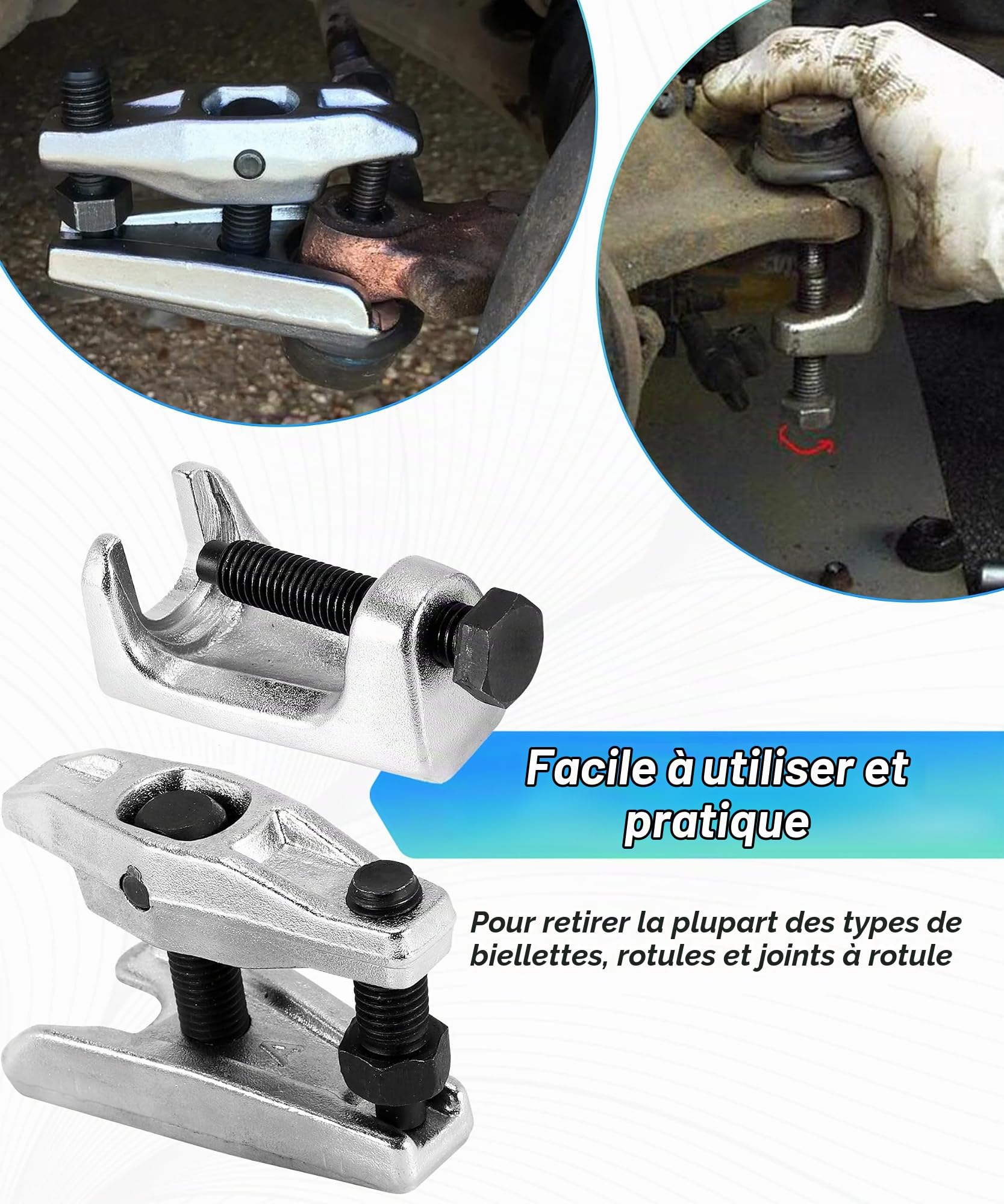 2PCS Outil Mecanique Auto,Kit Extracteur de Rotule,Extracteurs de Rotules pour Rotule de Direction,Convient pour la lupart des Voitures et Camions Légers Peuvent être Utilisés