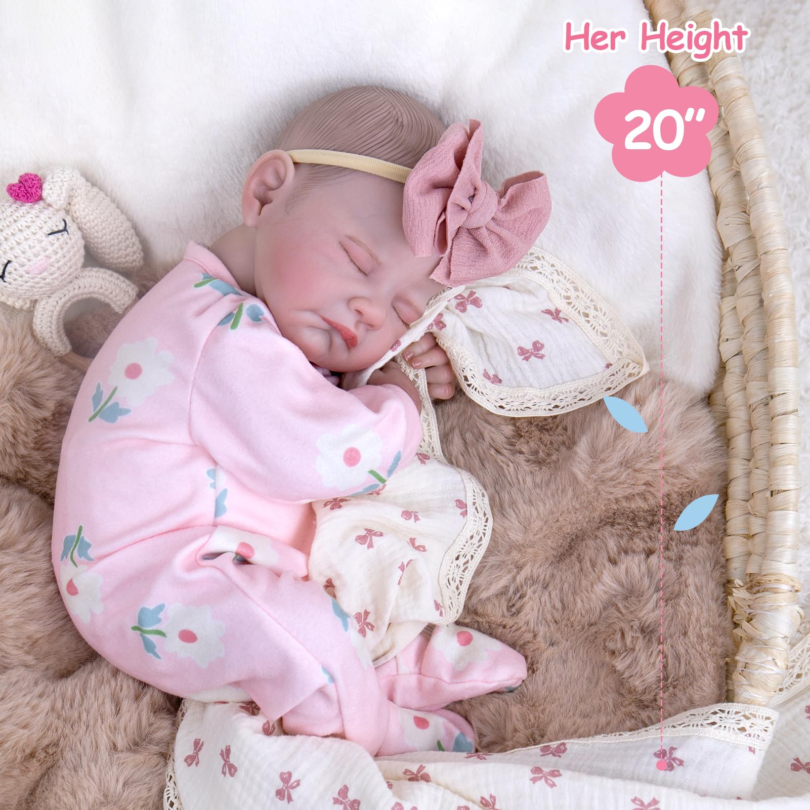 Muñecas de bebé Reborn realistas, de 20 pulgadas, muñeca de bebé recién nacida ultra realista con cuerpo pesado para acurrucarse, muñeca de vinilo suave para niños de 3 años en adelante 6