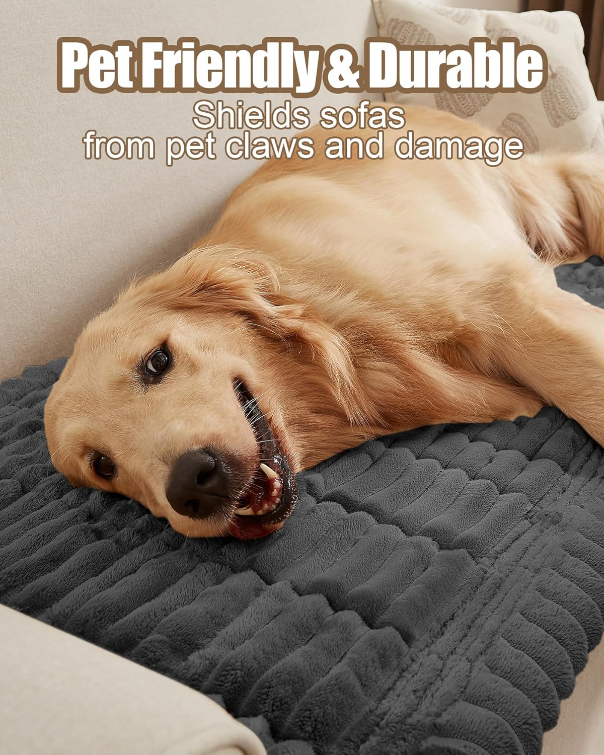 Couch Cover for Dogs Washable, Non Slip Durable Couch Protector for Couches and Sofas, Pet Friendly Sofa Cover Stop Dog Scratches & Stains Dog Thick Fuzzy Pet Couch Covers (Dark Gray, 27.6" x 70.9")