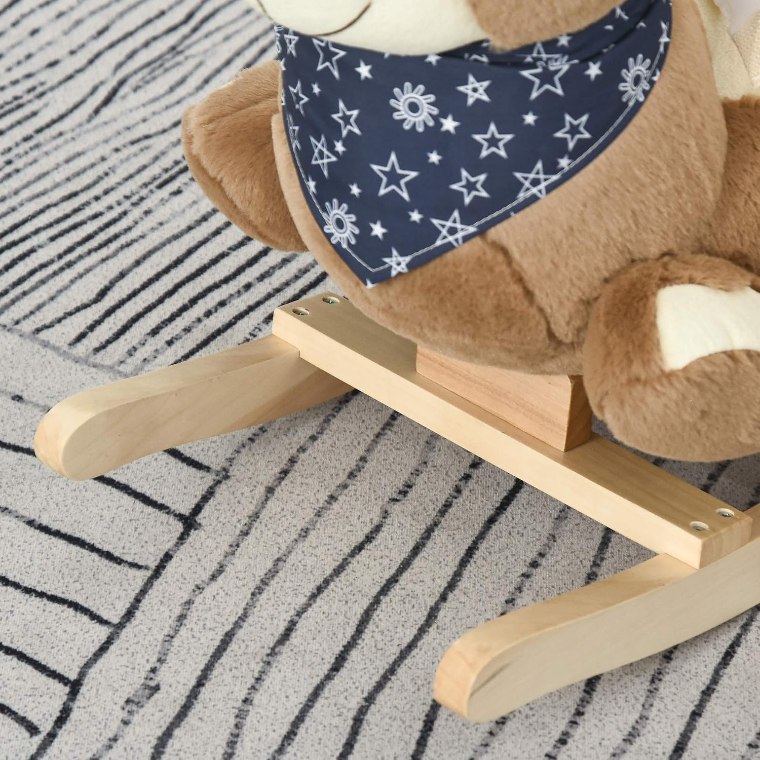 Baby Rocking Horse with Lullaby, Riding Horse, Bear Themed Plush Animal Rocker with Pedals for Ages 18-36 Months