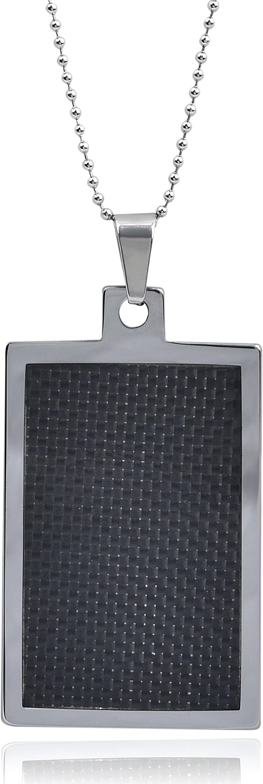 Mens Tungsten Black Fiber Inlay Dog Tag Pendant