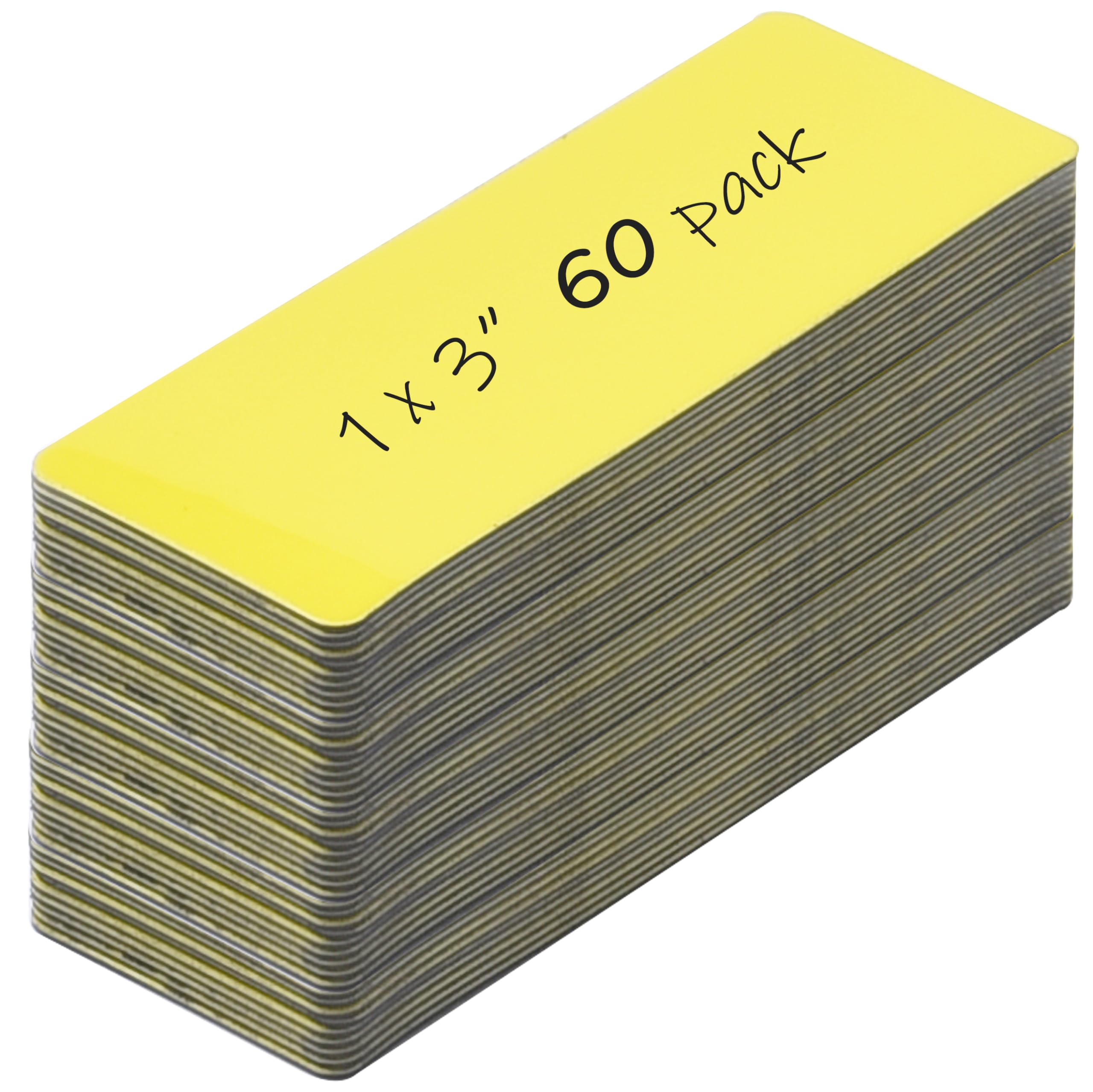 Realth Dry Erase Magnetic Labels Yellow (1'' × 3'' 60 Pcs),Blank Magnets for Whiteboard, Washable Reusable Magnetic Sheets for Classroom Fridge Office