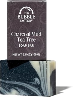 Handmade Soap, All Natural Soap for Women & Men, Hand, Bath & Body Natural Bar Soap, Vegan, Palm Oil Free, Made in USA with Shea Butter + Essential Oils, Charcoal Mud Tea Tree, Single