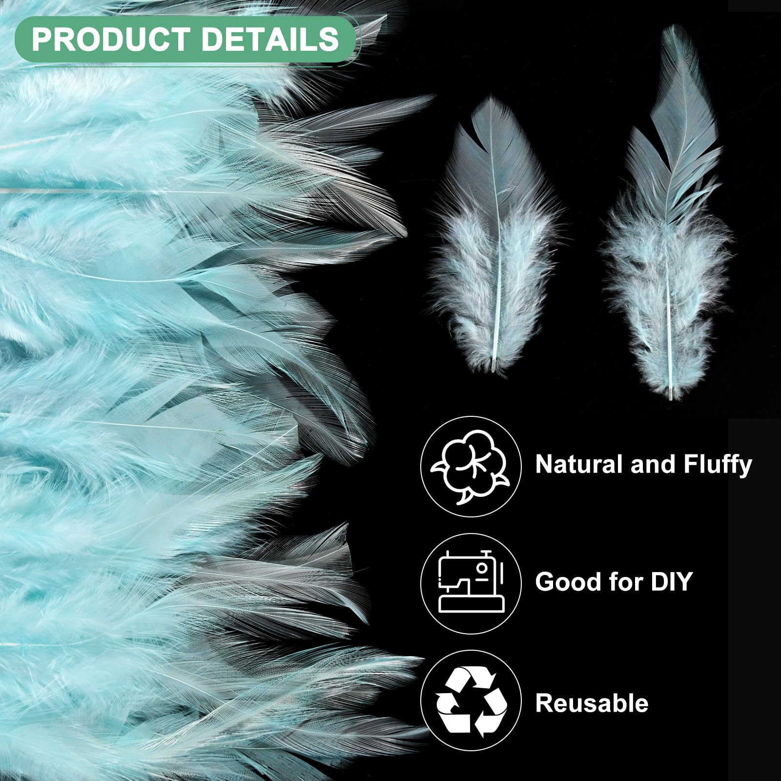 M METERXITY 300-Pack Saddle Hackle Rooster Feather - Image 2