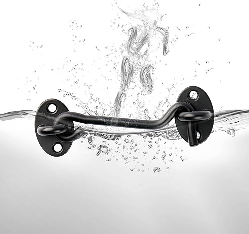 Miniatura 5 de Paquete de 5 ganchos de privacidad de 4 pulgadas y pestillo para puerta corrediza de granero, cercas de madera, ventana, color negro (5)