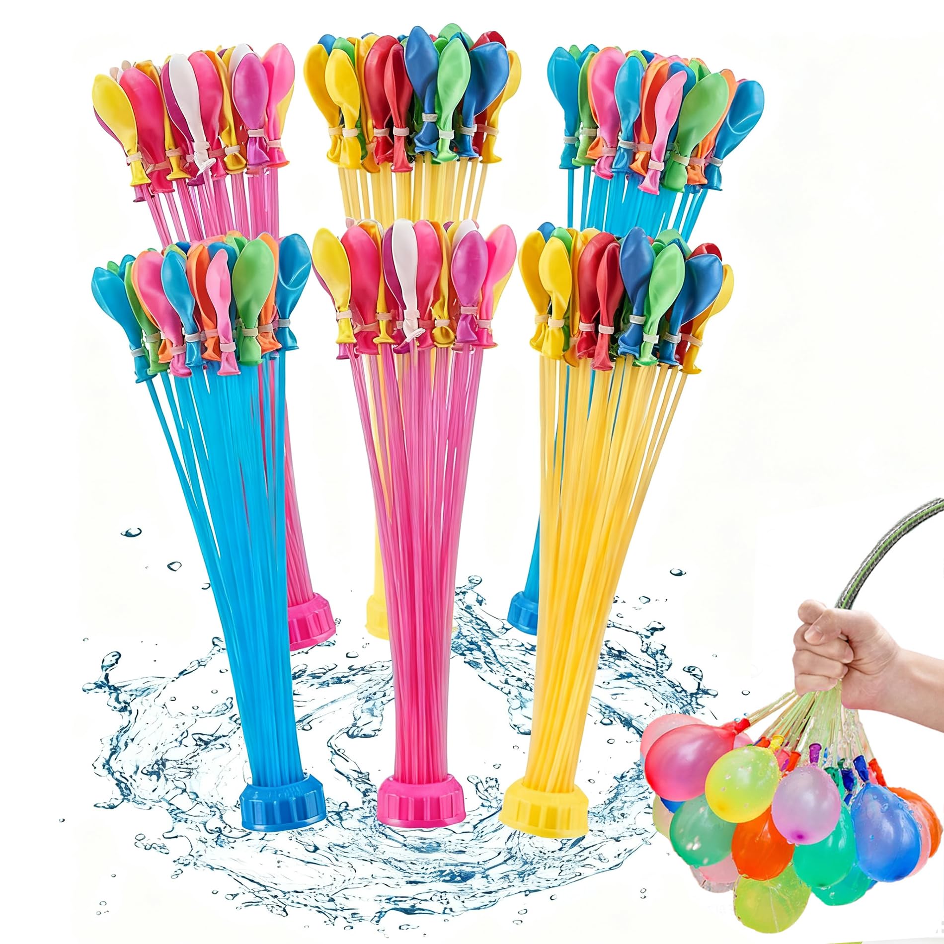 222 Multi-Colored Water Balloons,Rapid-Filling Self-Sealing Water Balloons for Kids Summer Fun Outdoor Play Toys, Water Games for Boys Girls Backyard Swimming Pool Party（6 Bunches,222 Balloons）
