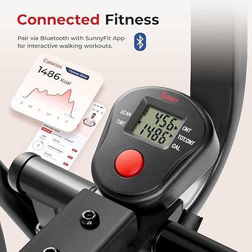 Miniatura 4 de Sunny Health & Fitness Air Walk Cross Trainer Elíptica Máquina Glider con monitor LCD de rendimiento, bajo impacto, zancada de 30 pulgadas y