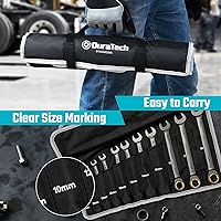 Vista 6 de DURATECH Juego de llaves de trinquete antideslizantes, juego de llaves combinadas, 22 piezas, métricas y SAE, 1/4" a 3/4" y 6-18mm, 72 dientes