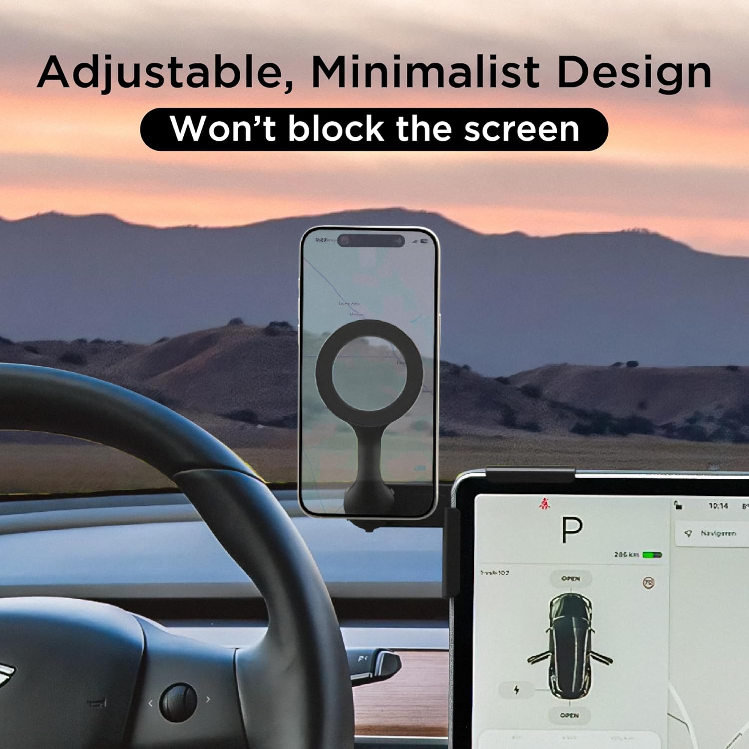 Magnetic Phone Mount for Tesla Monitor - Tesla Model 3/Y X/S (2022) Accessories for All Cell Phones - Strong Magnetic Hold Tesla Phone Mount - Tesla Phone Holder Mag Safe Compatible - Black - Image 6