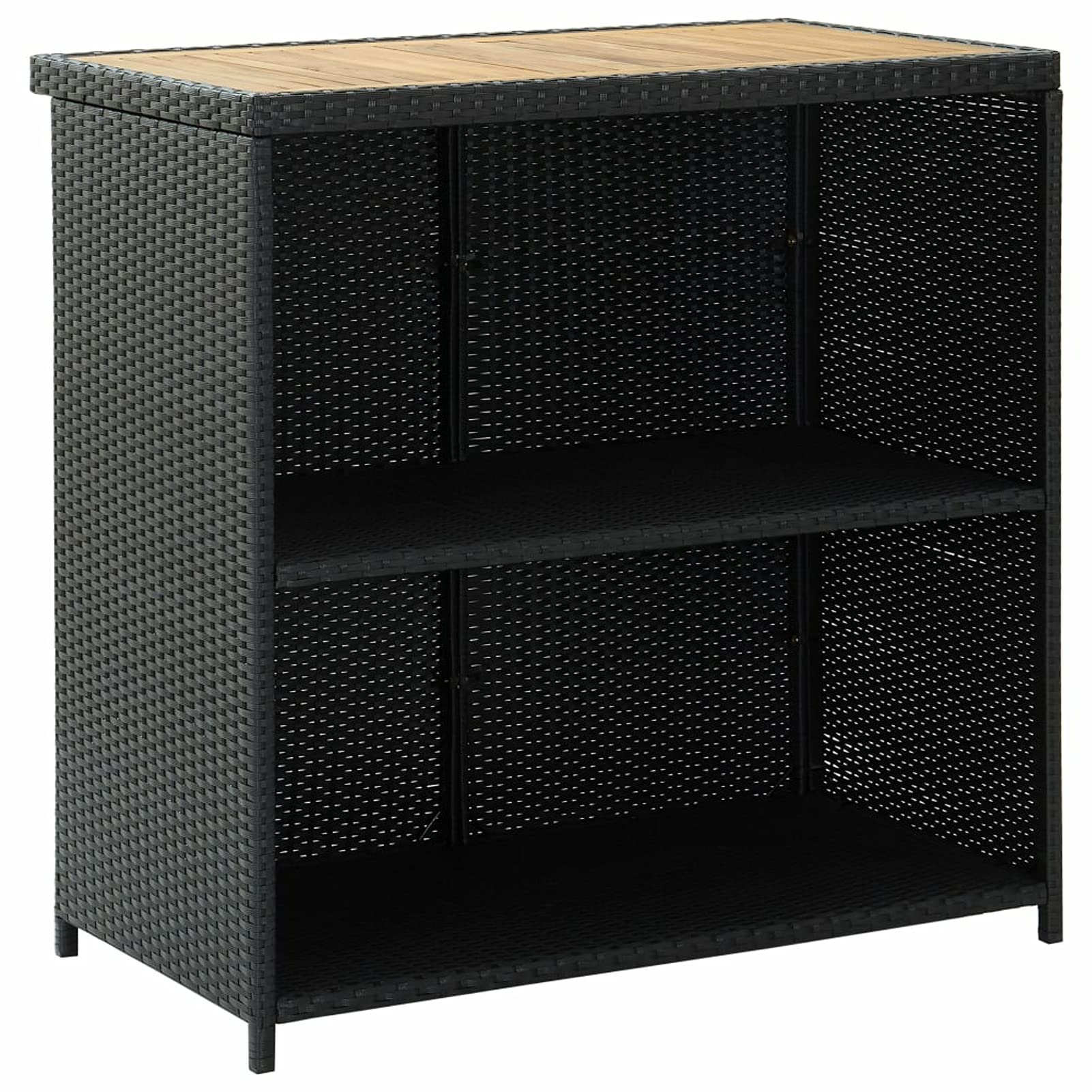 ARKEM Set da Bar 3 pz in Polyrattan Nero,Mobili Bar da Giardino,Angolo Bar da Giardino Cortile Esterno