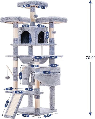 Miniatura 21 de Hey-brother Árbol para gatos, torre grande para gatos de 71 pulgadas XL para gatos de interior, casa para gatos de varios niveles con 3 perchas