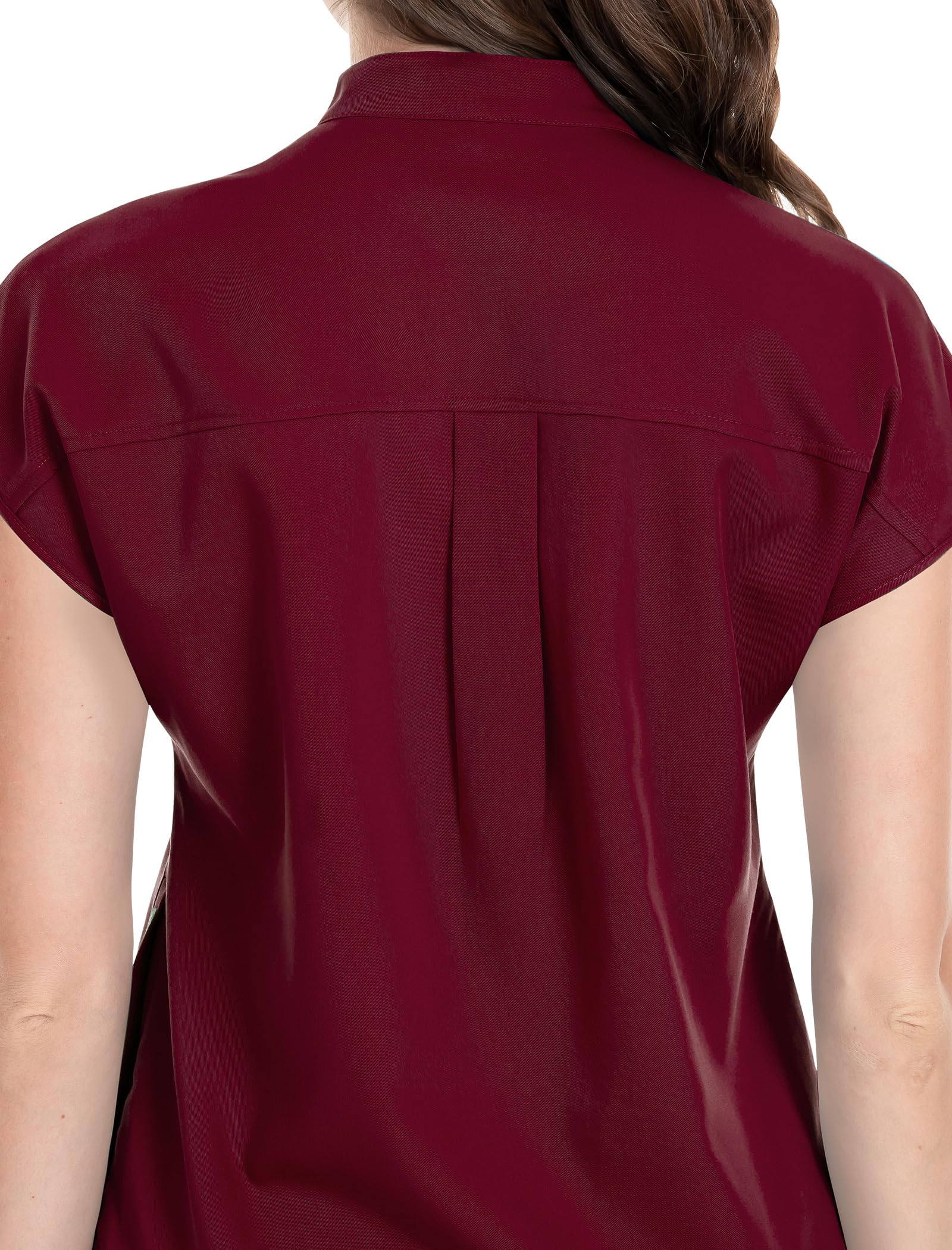 niaahinn Schlupfkasack für Damen, Krankenschwesteruniform, Jogginganzug, Stretch-Top und Hose mit mehreren Taschen, für Krankenschwestern, Ärzte, Ästhetiker, Arbeitskleidung (Rot, Größe M)