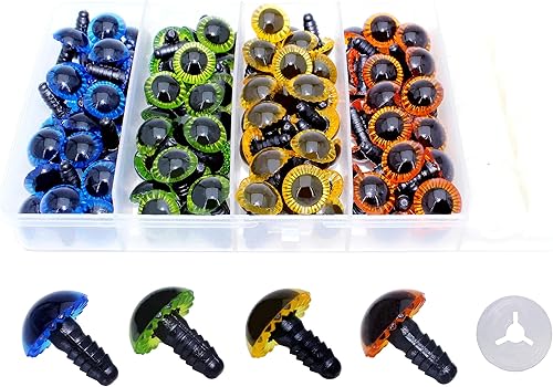 Thalinfayi - 160 ojos de seguridad y arandelas seguras  0.591 in0.59 pulgadas, 4 colores, ojos de seguridad de plástico, ojos de muñeca de