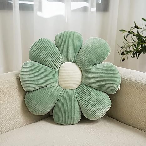 Flower Pillow Cute and Comfortable Floor Cushions Soft Fun Plant Throw Pillows Preppy Aesthetic Room Decor for Couch,Sofa,Chair(Sage Green,14.5)