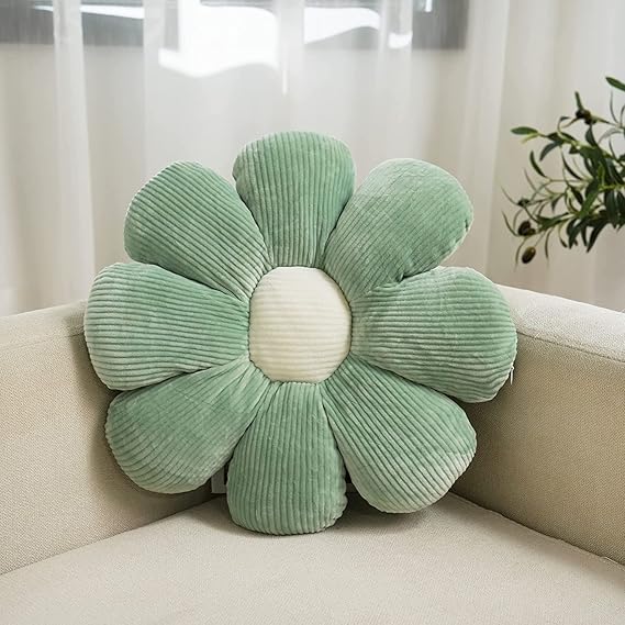 Flower Pillow Cute and Comfortable Floor Cushions Soft Fun Plant Throw Pillows Preppy Aesthetic Room Decor for Couch,Sofa,Chair(Sage Green,14.5)