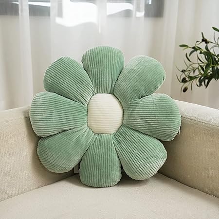 Flower Pillow Cute and Comfortable Floor Cushions Soft Fun Plant Throw Pillows Preppy Aesthetic Room Decor for Couch,Sofa,Chair(Sage Green,14.5)