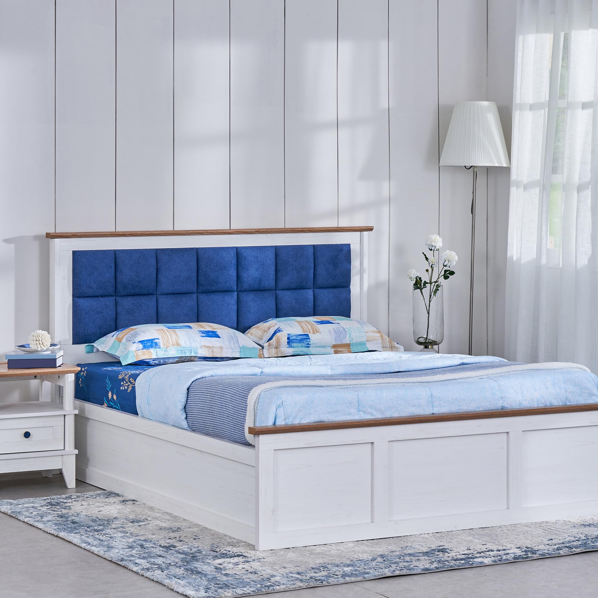 Home Centre Santorini Pearl King Bed with Hydraulic Storage - White