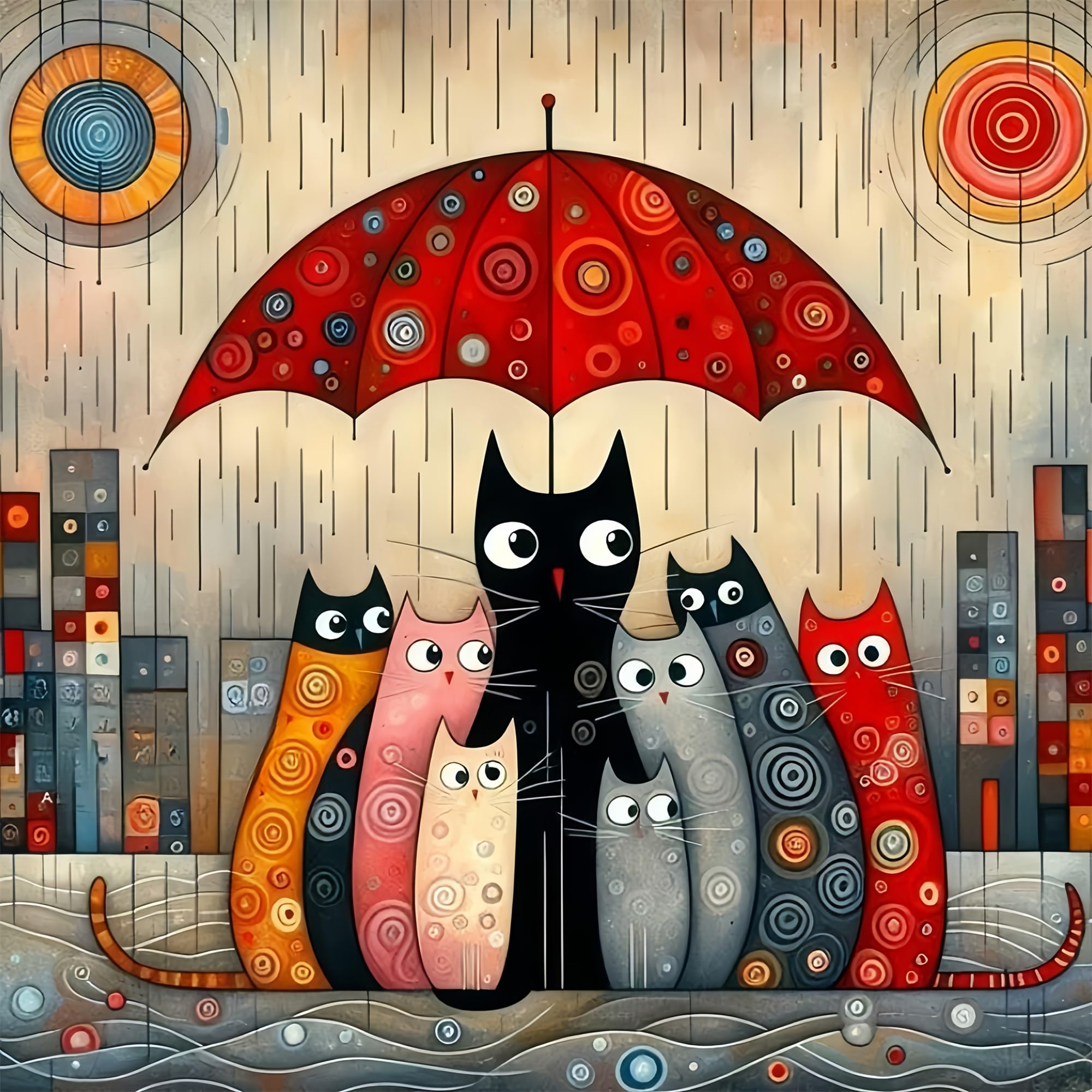 5D Diamond Art Kit for Adults Cat,Diamond Painting Kits for Beginner Animal,Gem Art,Crystal Art Kits Round Drill for Home Wall Decor Gifts for Women, Men (Cat in the Rain)