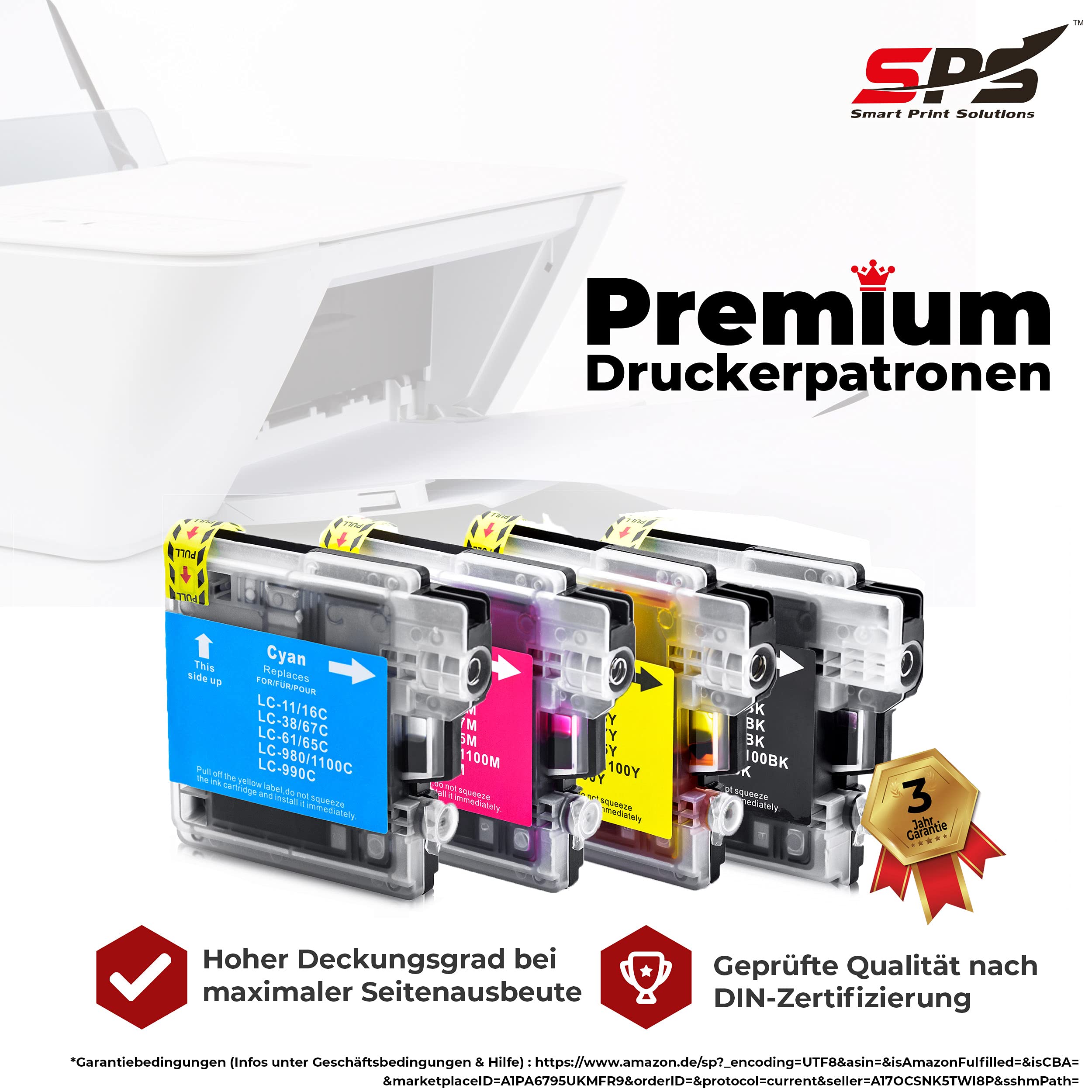 SPS LC980 Juego De 10 Cartuchos De Tinta Con Chip Compatibles Con Brother DCP 145C| DCP160| DCP163C| DCP165C| DCP167C| DCP190| DCP195C| DCP197C| DCP365CN| DCP370| 4 Negro 2 Cian 2 Magenta 2 Amarillo