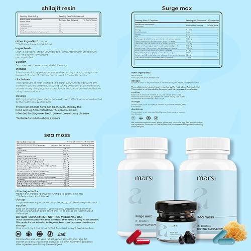 Miniatura 5 de mars by GHC Performance Plus Combo Tapas Surge Max, Resina Shilajit pura del Himalaya, Shilajit natural con tapas de semillas negras y tapas de