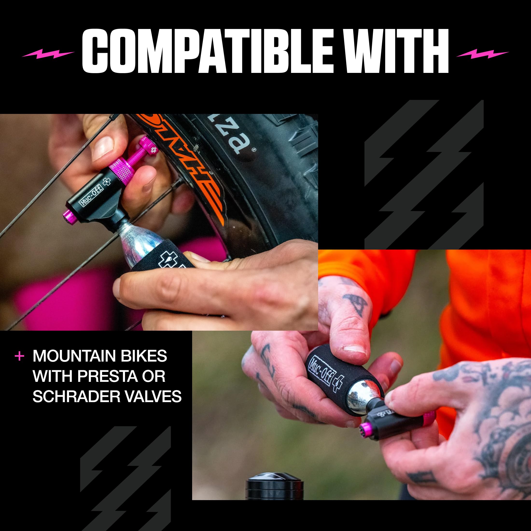 Muc Off Co2 Inflator Kit MTB 2x 25g Co2 Kartusche Neoprenhülle