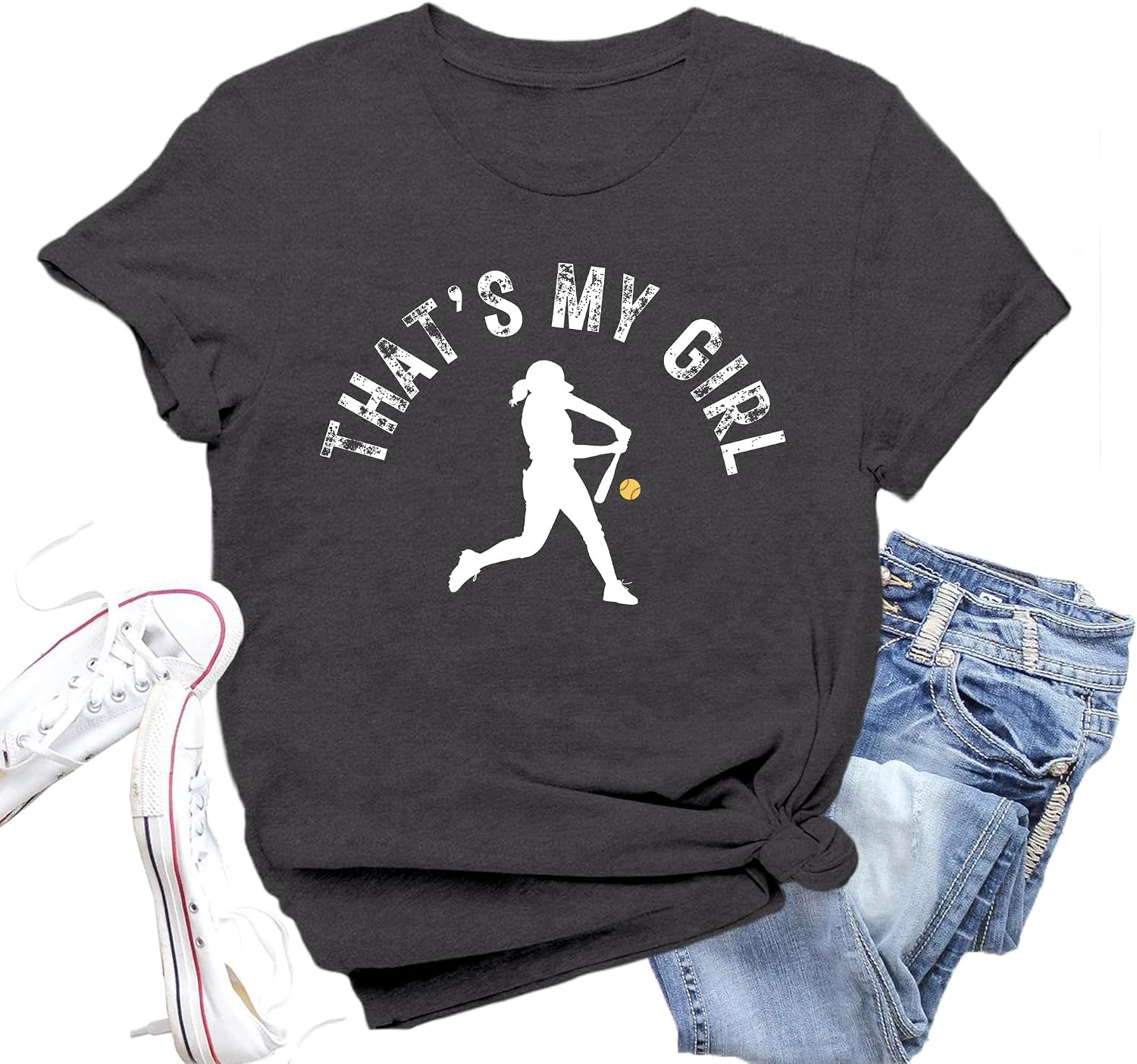 Softball Shirts for Women That's My Girl Baseball Lovers Sports Tee