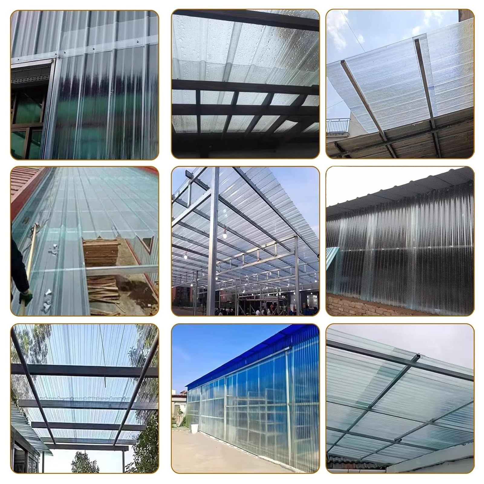 Planchas De Policarbonato for Tejados, Corrugado Lámina for Techos Transparentes for Invernaderos, Paneles Aislantes for Tejados(4 PCS,0.9x1m/2.95x3.28ft)