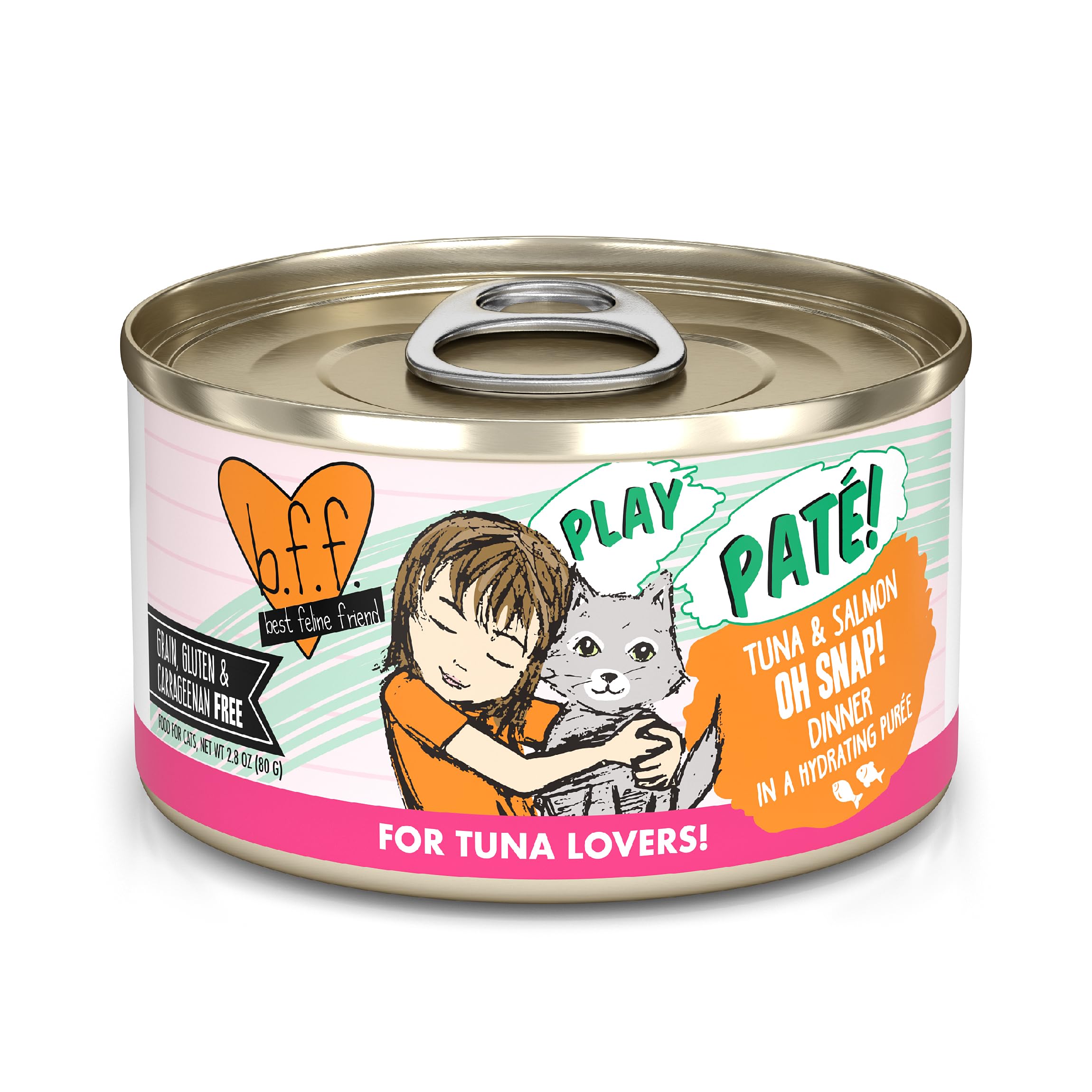 B.F.F. Play - Best Feline Friend Paté Lovers, Aw Yeah!, Tuna & Salmon Oh Snap! with Tuna & Salmon, 2.8oz Can (Pack of 12)