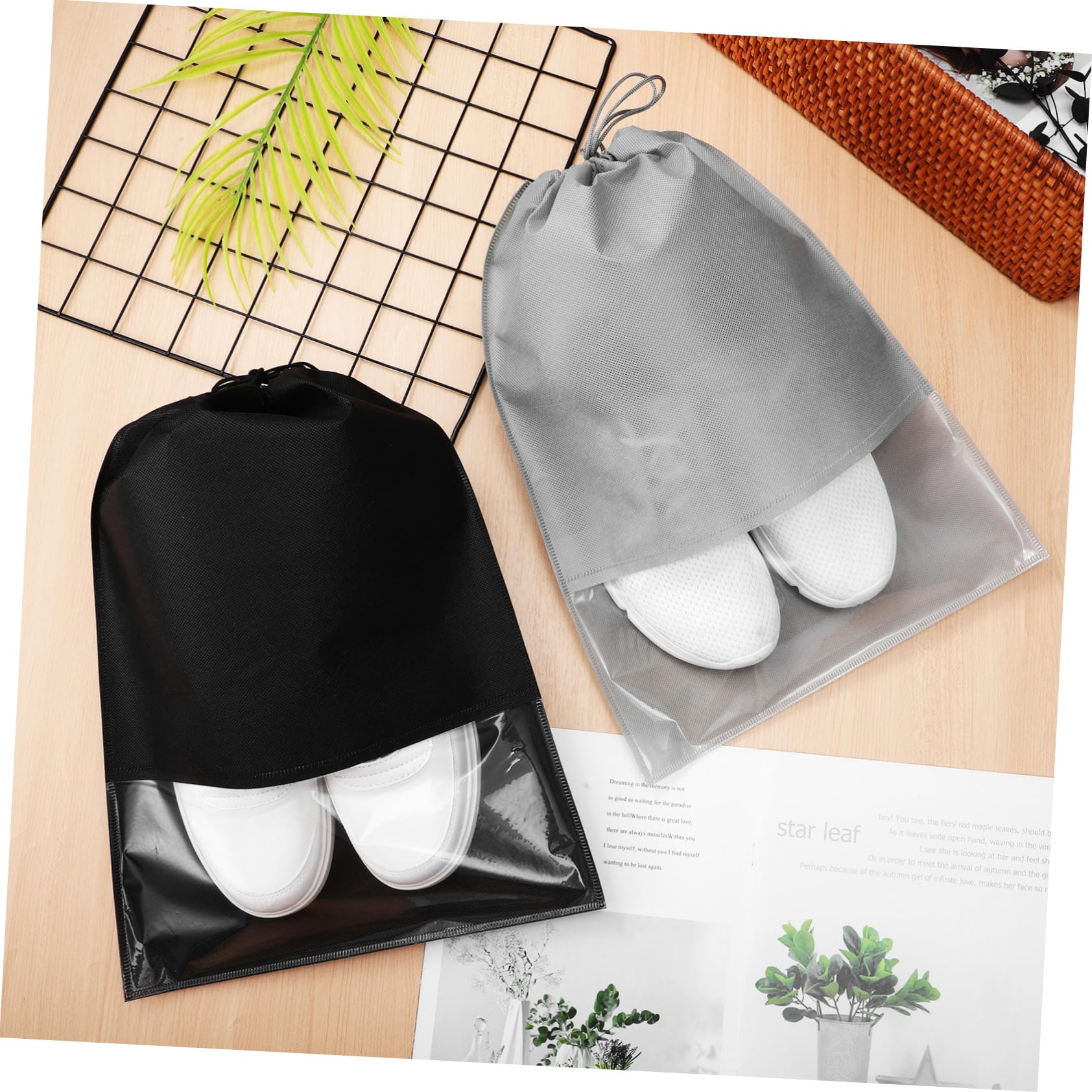 LIFKOME 20 Sacchetti Per Scarpe Con Coulisse Compatti E Riutilizzabili Per Viaggi Con Finestra Per Una Facile Identificazione Per Uomini Donne E Scarpe