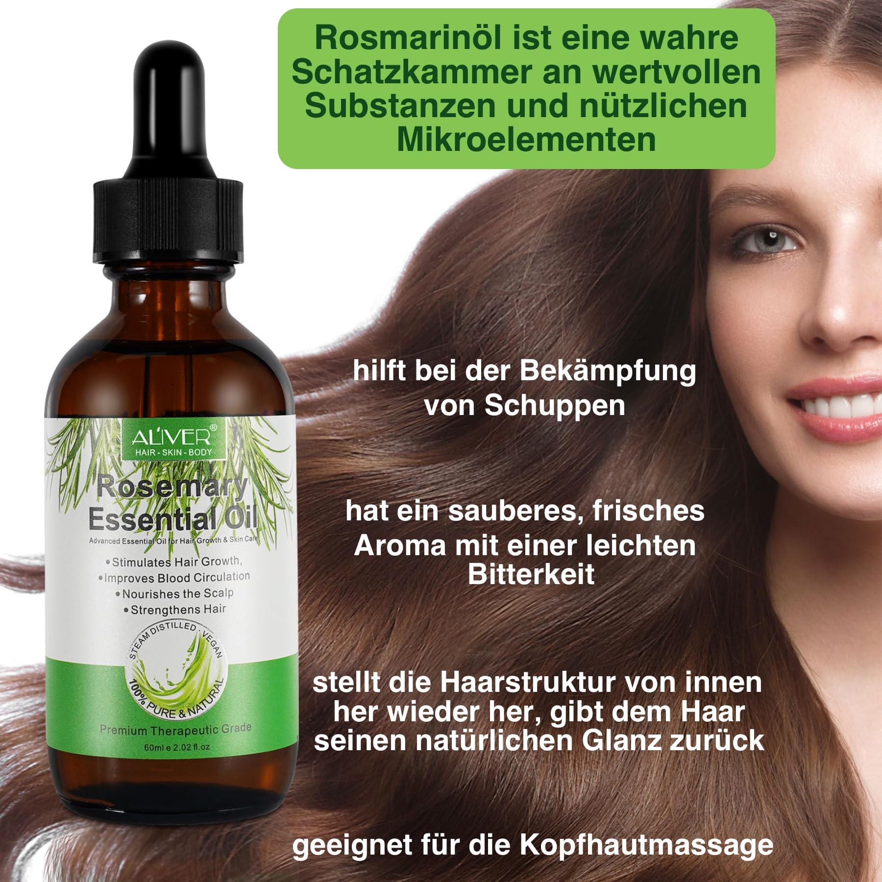 P-Beauty Rosmarin Haarpflege Set2 - Haarmaske 60g, Rosmarinöl 60ml, Shampoo 300ml & Conditioner 300ml, für Haarwachstum & Kopfhaut | Haarpflegekur, Haarpflegeöl, Stärkungsshampoo, Haarspülung Set