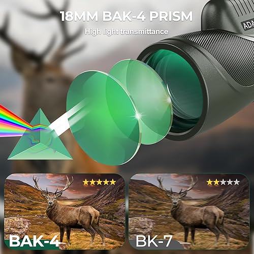 Miniatura 9 de Binocular HD de 12 x 42 (1 unidad) y monocular HD de 12 x 56 (1 unidad) con adaptador universal de teléfono, alta potencia con súper brillante y