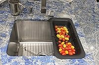 Vista 6 de Colador extensible para colocar sobre el fregadero, plegable, de plástico, para frutas, verduras, pasta, espagueti, escurridor, cesta multiusos