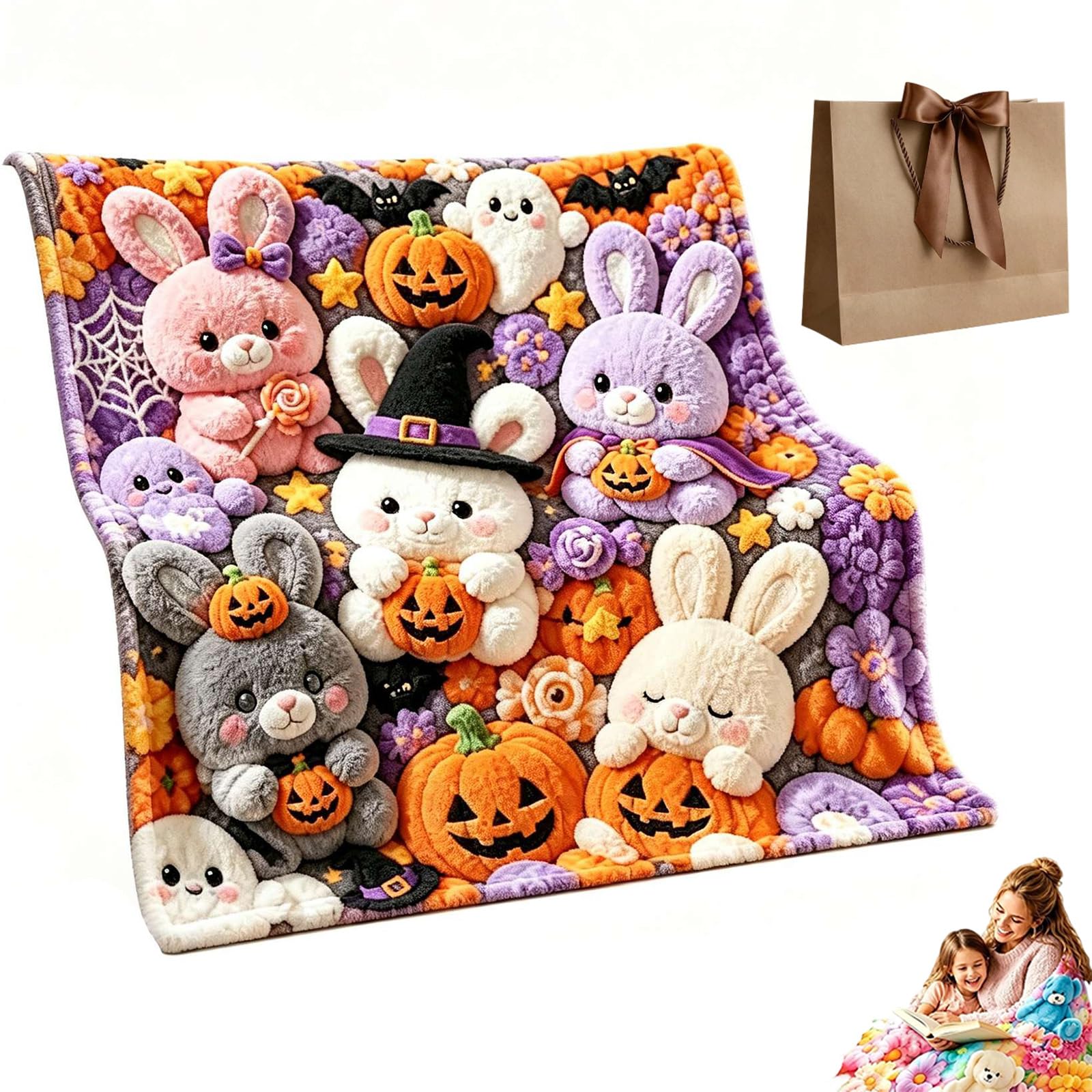 Jmwub 2027 Teddy Pastel Floral Print Throw Blanket, Kawaii Teddy Bear Blanket, 3d Plush Throw with High-Definition Pastel Print, Feels Gentle on Skin for Women, Teens, (1PC-C,150 * 200)